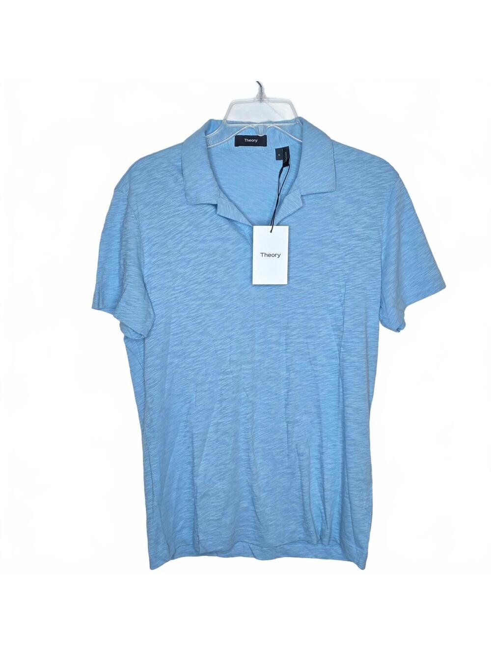 Theory Men's Willem Nebulous Light Blue Cotton Polo Shirt Size S NWT